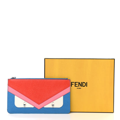 Fendi Vitello Elite Crystal Eye Monster Zip Pouch Royal Blue Papavero Multicolor 10 of 10