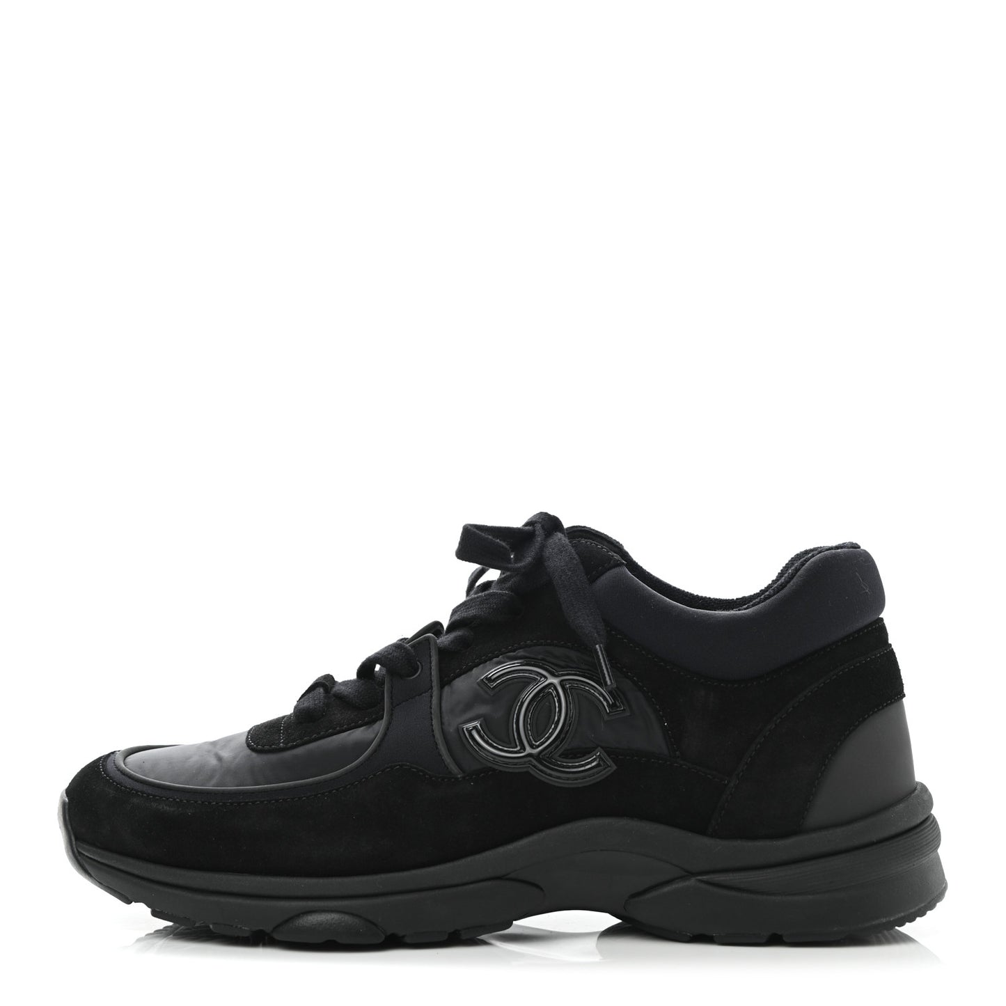 Nylon Calfskin Suede CC Sneakers 40 Black