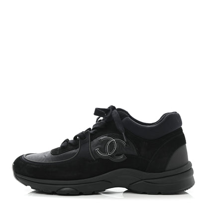 Chanel Nylon Calfskin Suede CC Sneakers 40 Black 1 of 8
