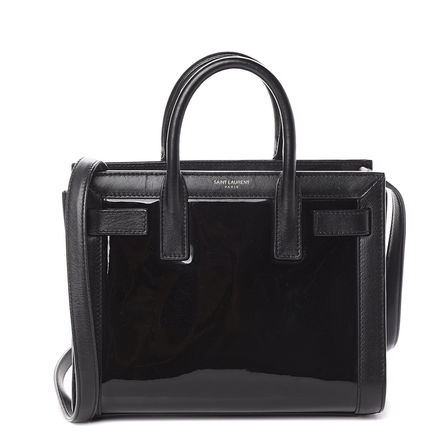 Patent Calfskin Nano Sac de Jour Black