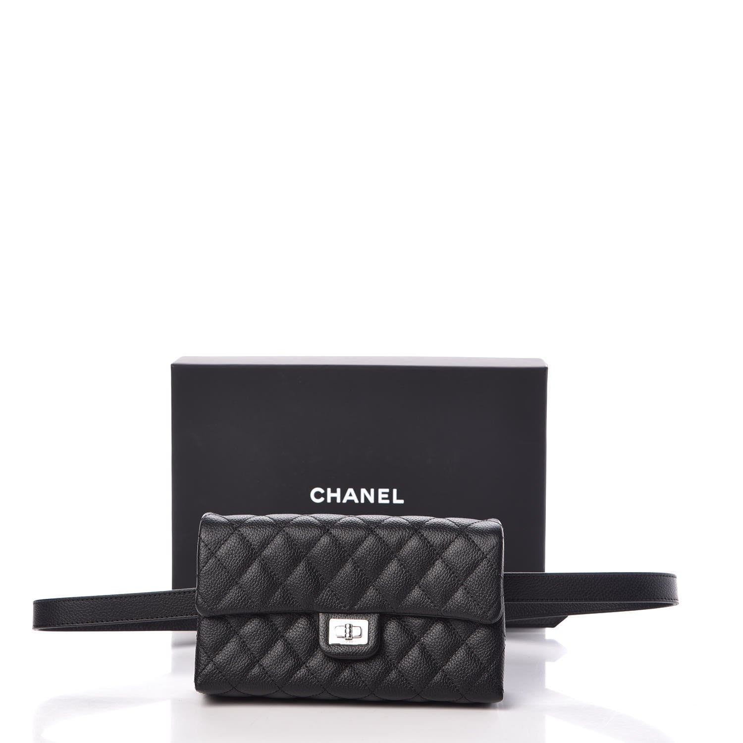 Chanel Grained Calfskin Quilted 2.55 Reissue Flap Belt Bag Clutch Black 11 of 11