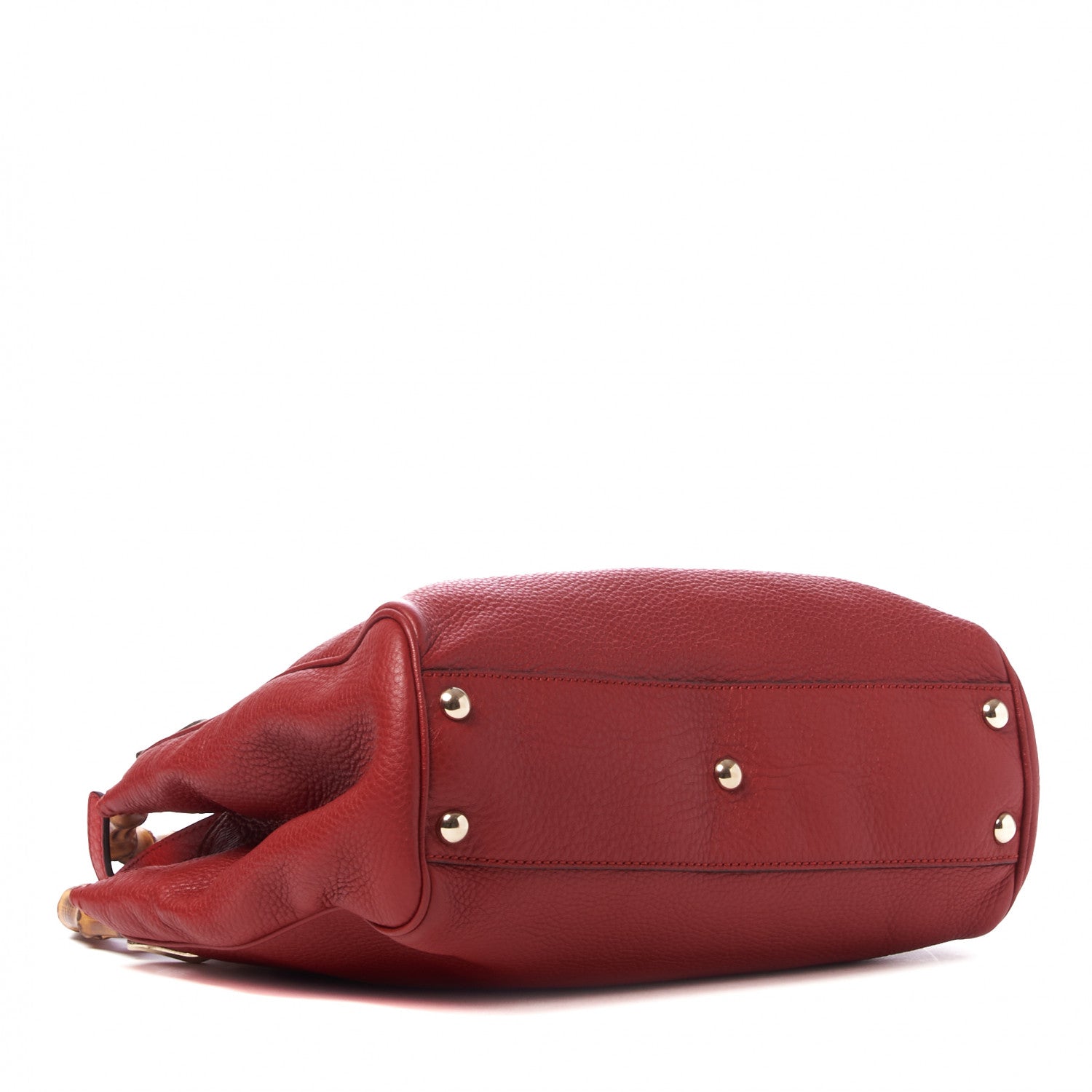 Gucci Calfskin Small Bamboo Shopper Tote Red 3 of 9