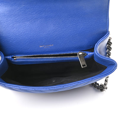 Saint Laurent Sheepskin Matelasse Chevron Monogram Medium College Bag Royal Blue 4 of 9