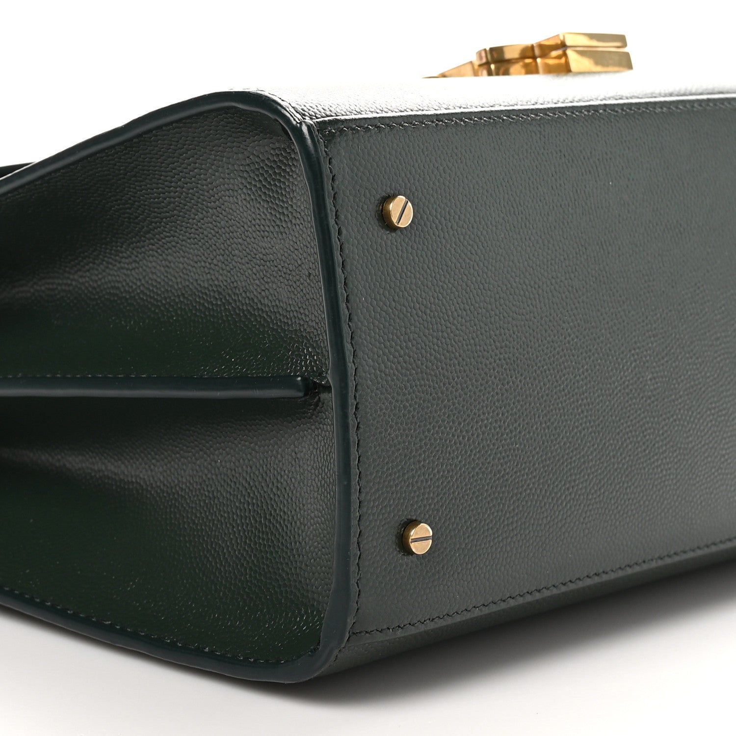 Saint Laurent Grain de Poudre Medium Classic Monogram Cassandra Top Handle Vert Fonce 10 of 11