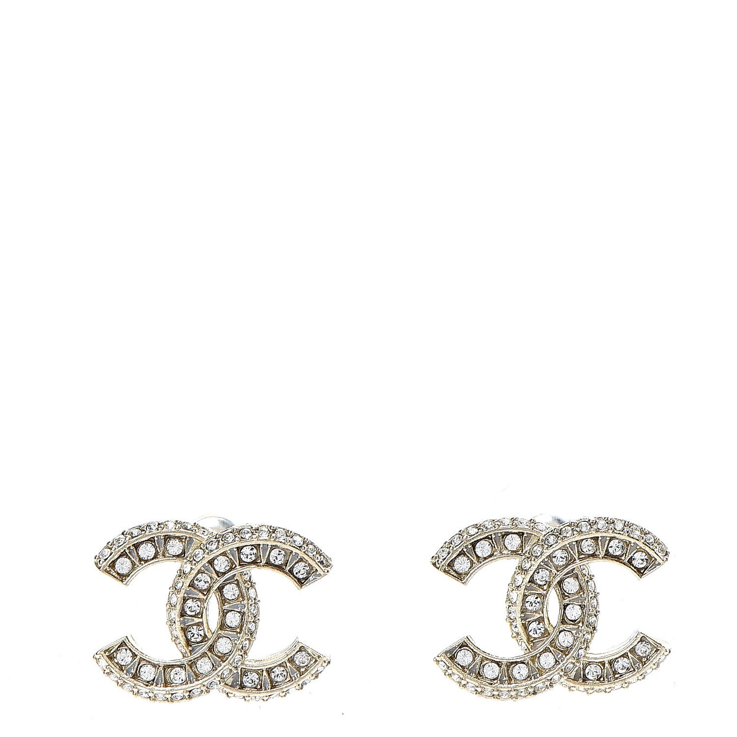 Crystal CC Earrings Light Gold