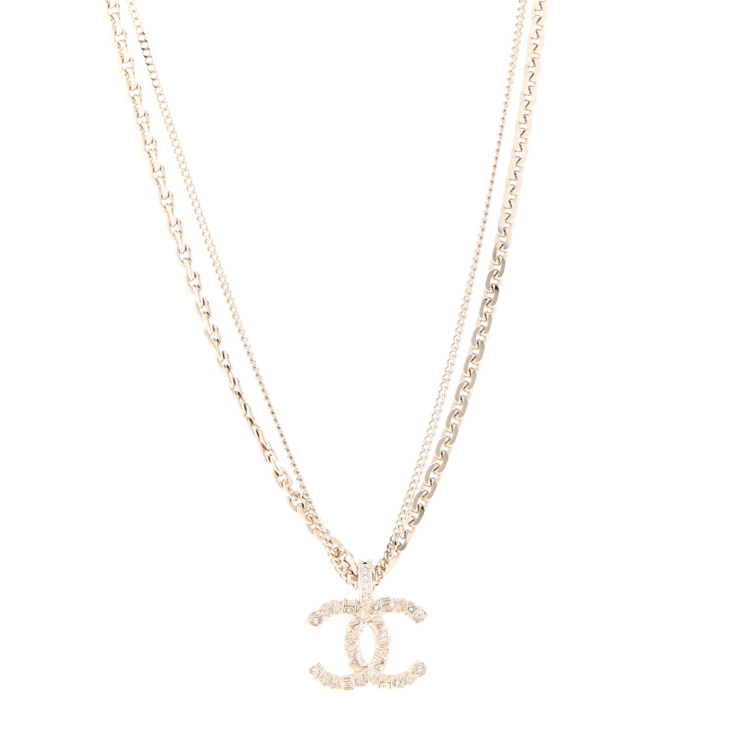 Chanel Crystal CC Multi Strand Chain Necklace Gold 1 of 5
