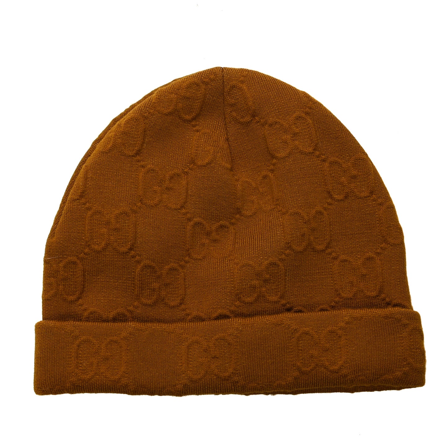 Wool Polyamid Elastin GG Monogram Embhat Beanie Hat M Brown