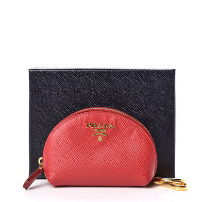 Prada Saffiano Metal Coin Purse Fuoco 11 of 11
