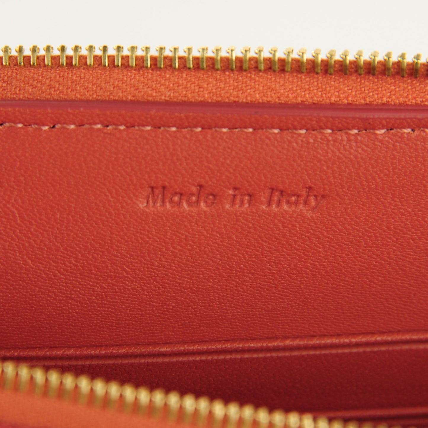Lambskin Bi-Color Solo Clutch Pouch Terracotta Dark Green