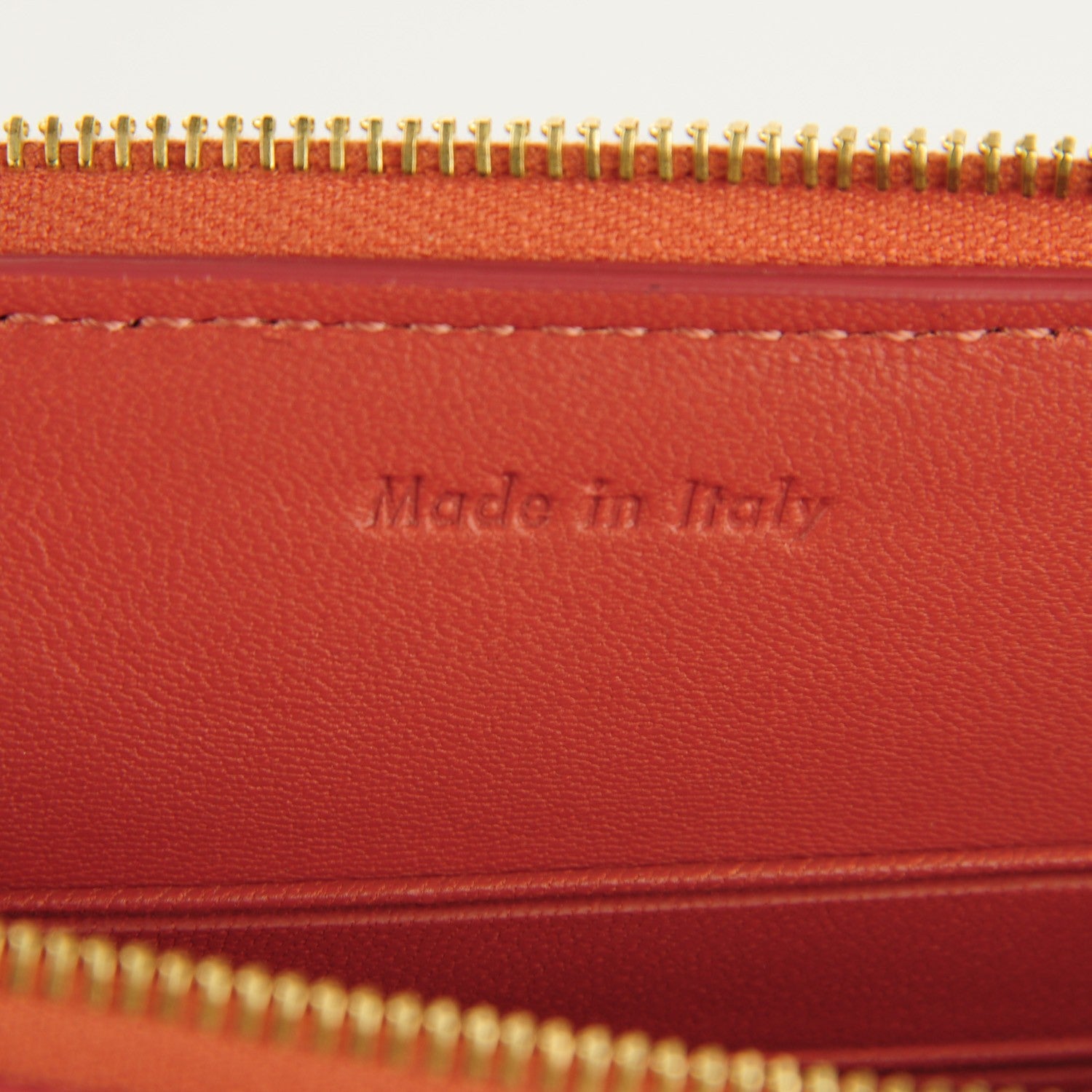Celine Lambskin Bi-Color Solo Clutch Pouch Terracotta Dark Green 7 of 8