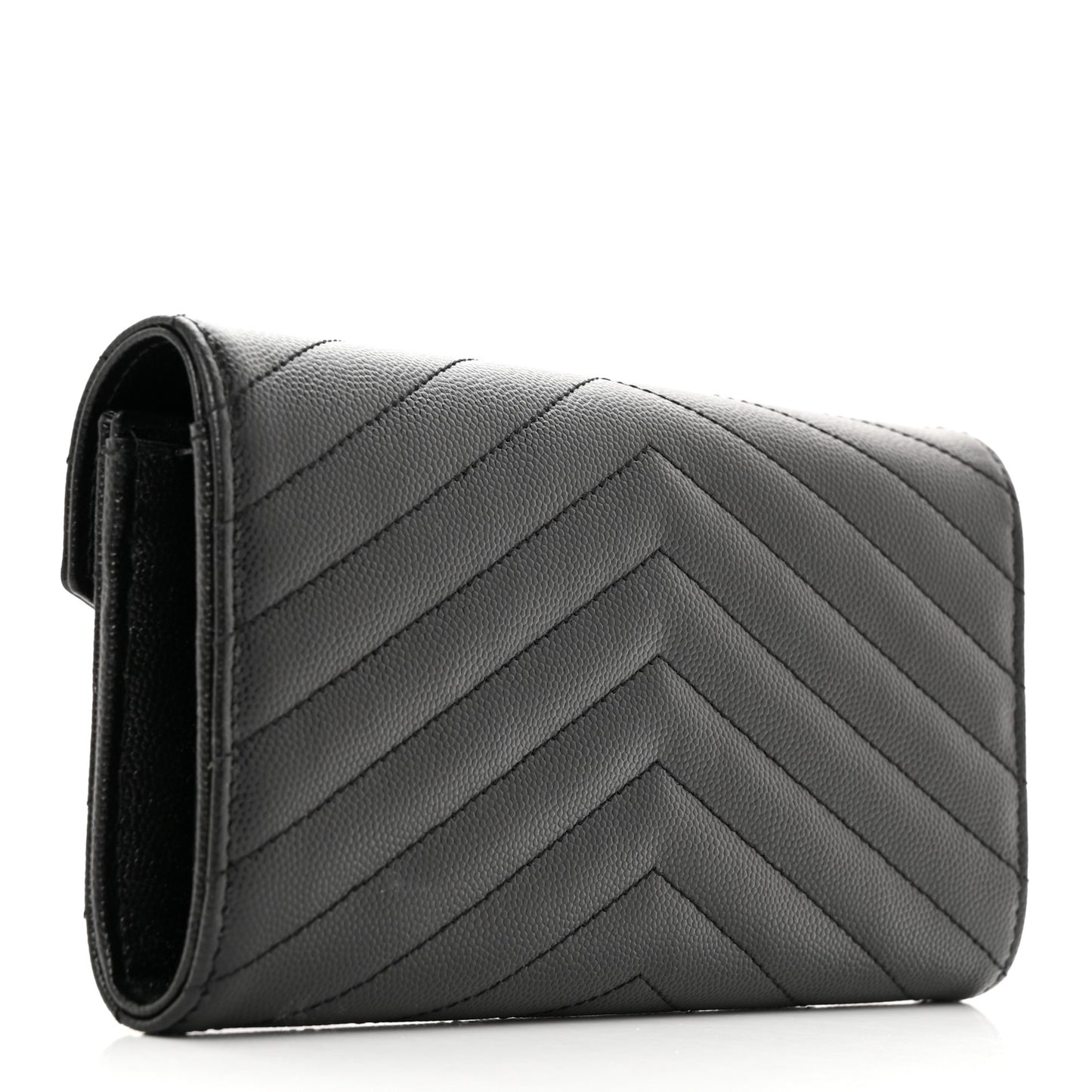 Grain De Poudre Matelasse Chevron Monogram Flap Wallet Black