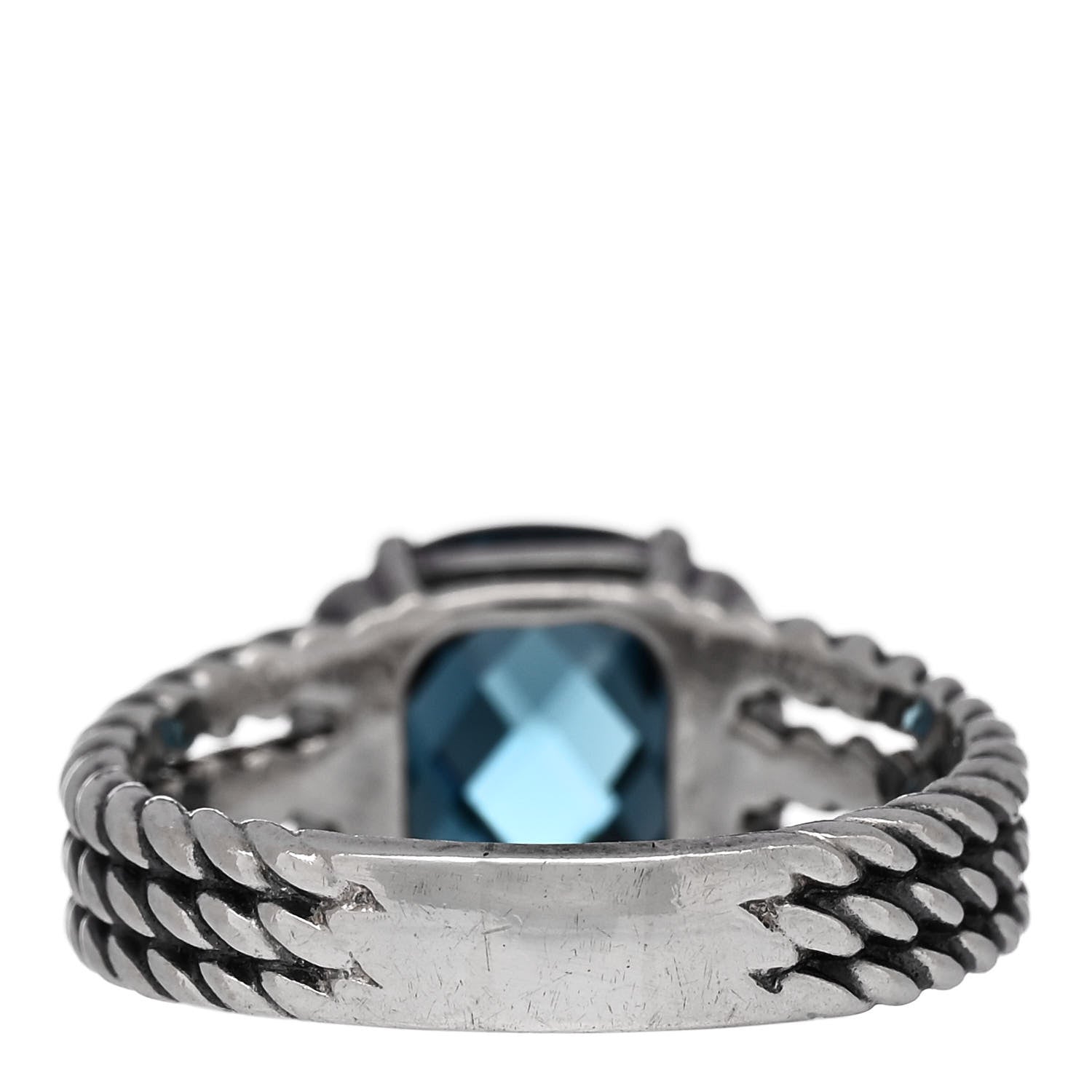 David Yurman Sterling Silver Diamond Hampton Blue Topaz 10mm Petite Wheaton Ring 58 8.5 3 of 5