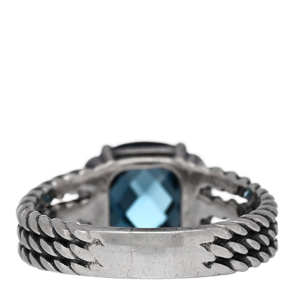 David Yurman Sterling Silver Diamond Hampton Blue Topaz 10mm Petite Wheaton Ring 58 8.5 3 of 5