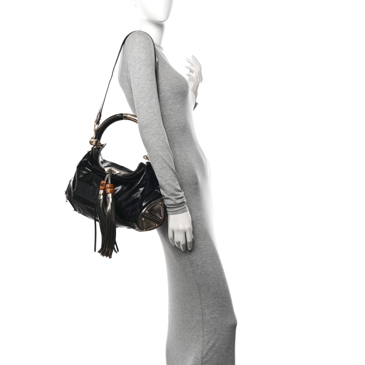 Gucci Coated Canvas Medium Indy Top Handle Hobo Black 2 of 12
