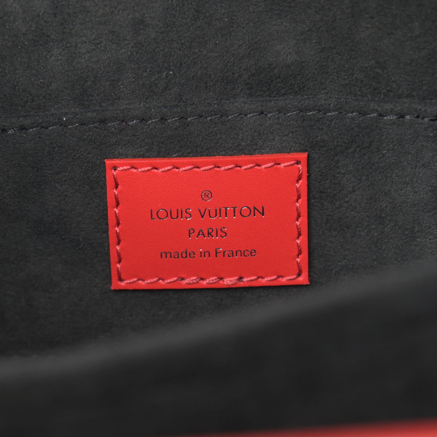 Patent Calfskin Monogram Lace Dauphine Mini Red