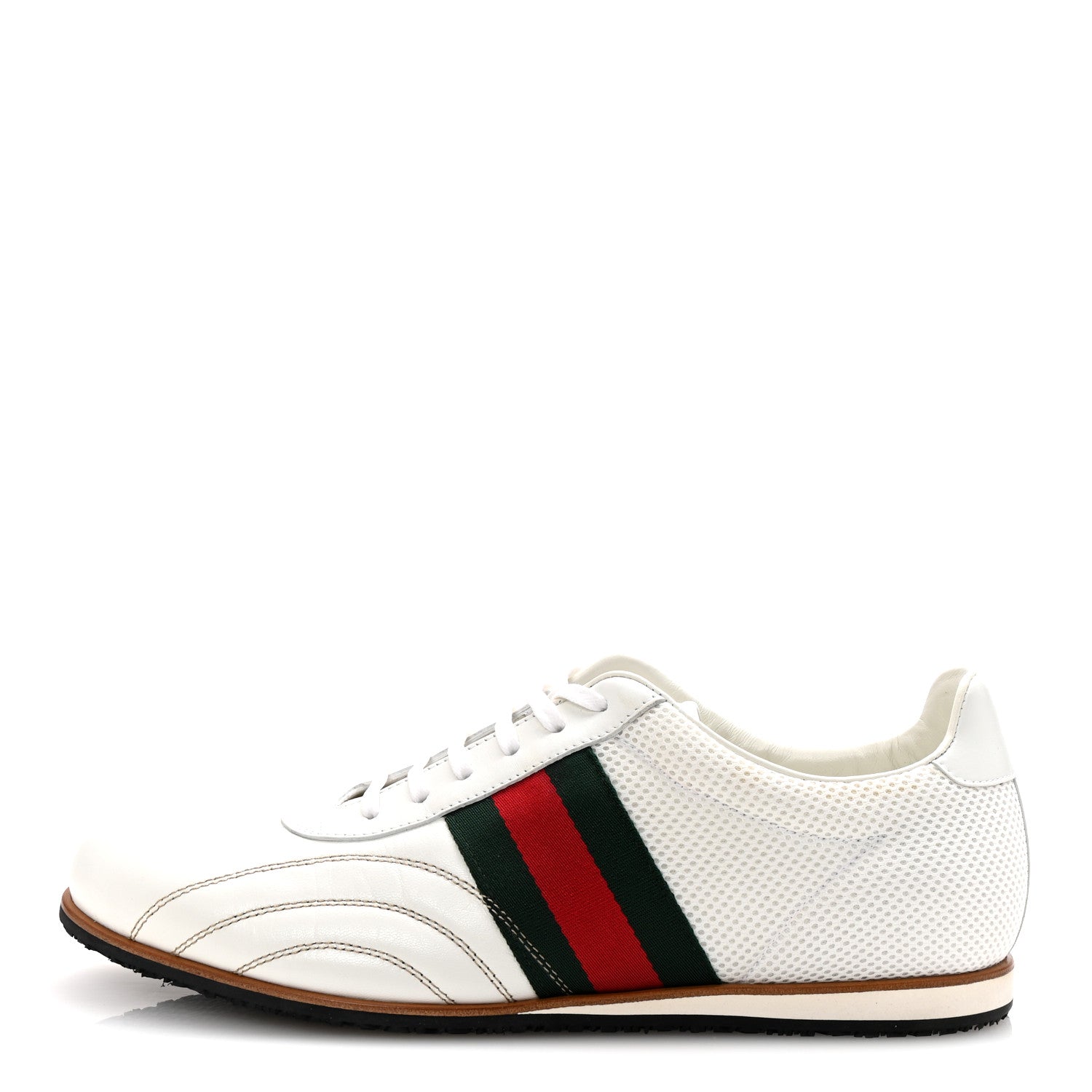 Gucci Calfskin Mens Web Sneakers 10 White 1 of 10