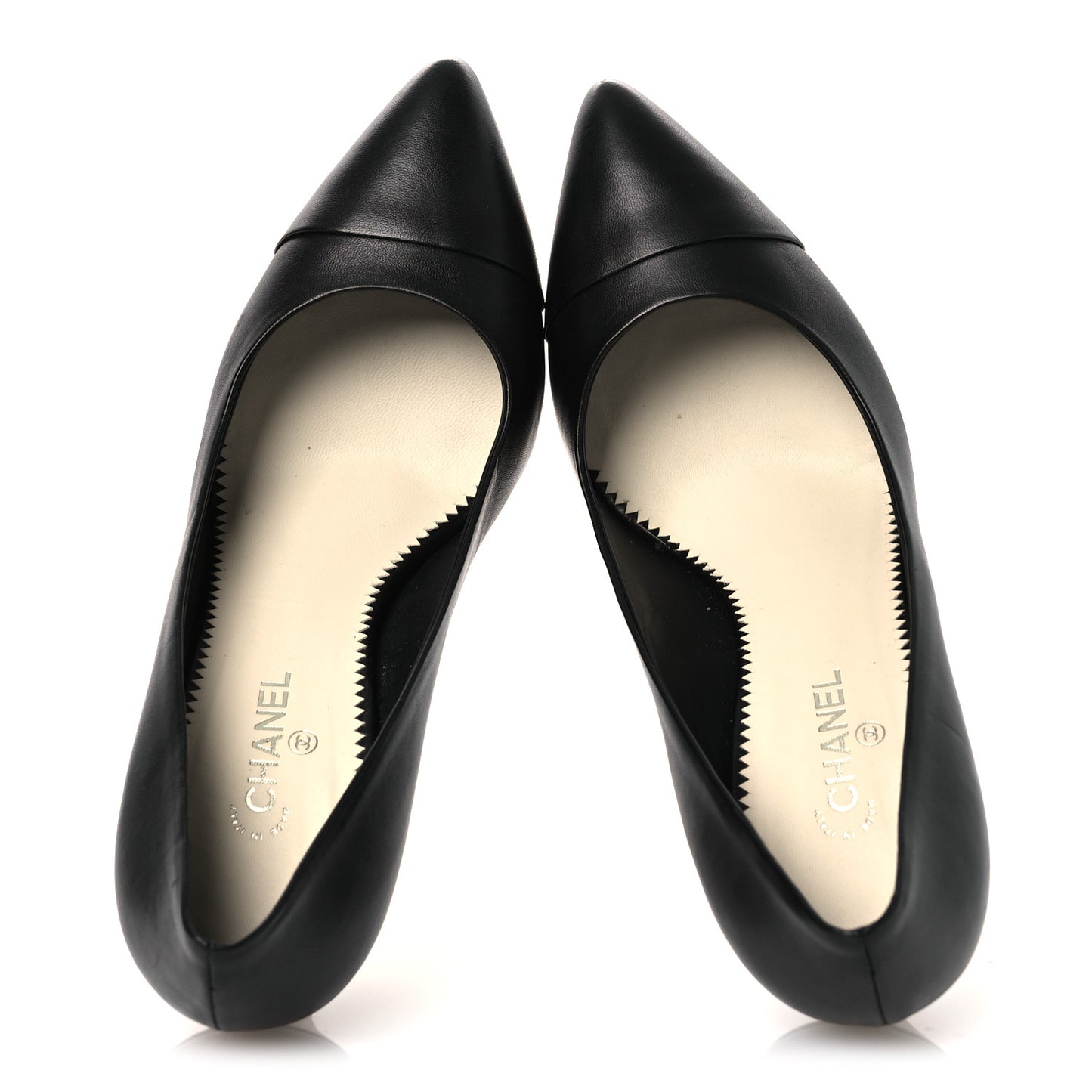 Lambskin Cap Toe CC Pumps 38 Black