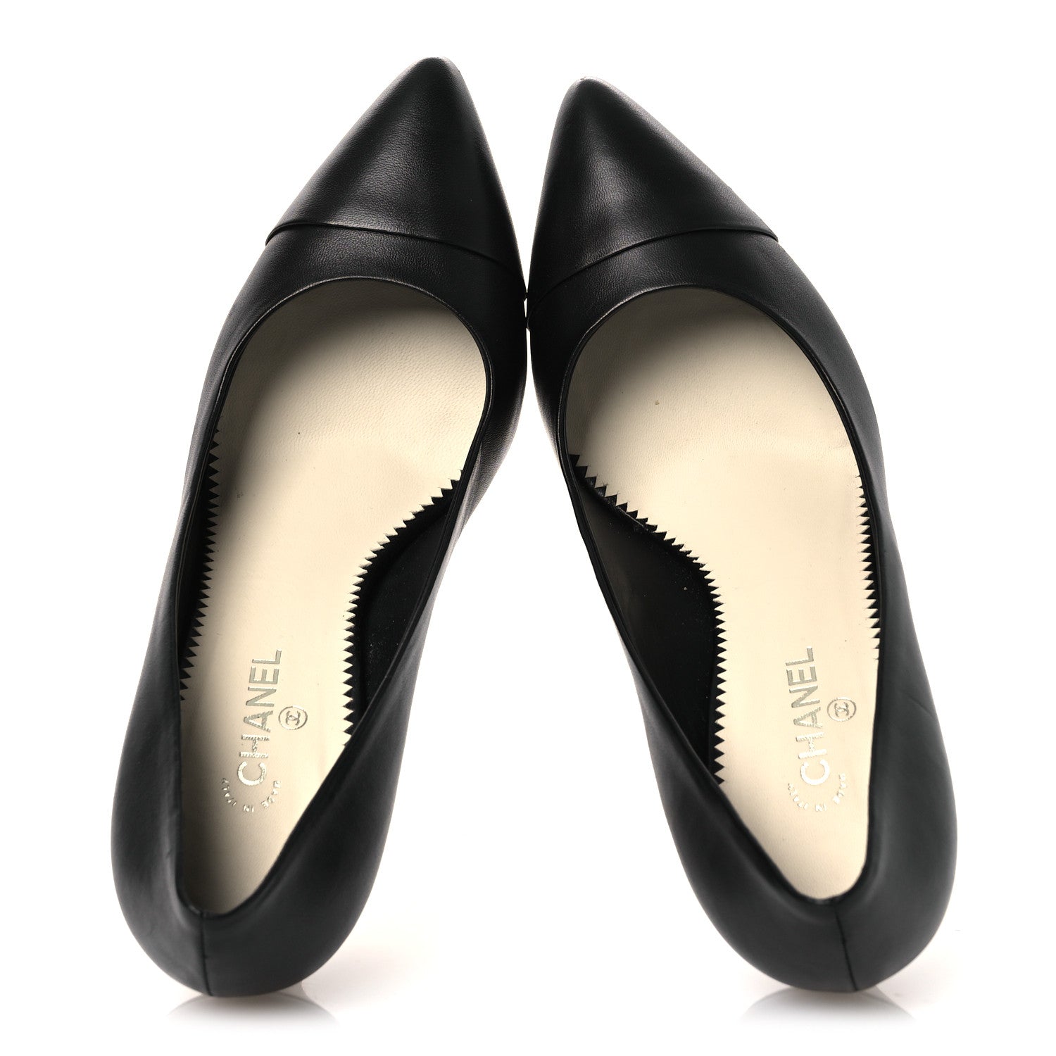 Chanel Lambskin Cap Toe CC Pumps 38 Black 2 of 11