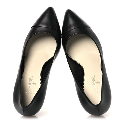 Chanel Lambskin Cap Toe CC Pumps 38 Black 2 of 11