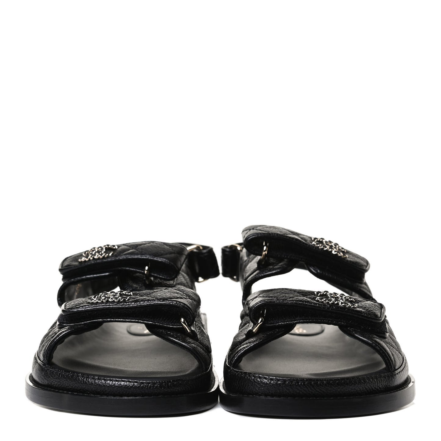 Grained Calfskin Velcro Dad Sandals 37.5 Black