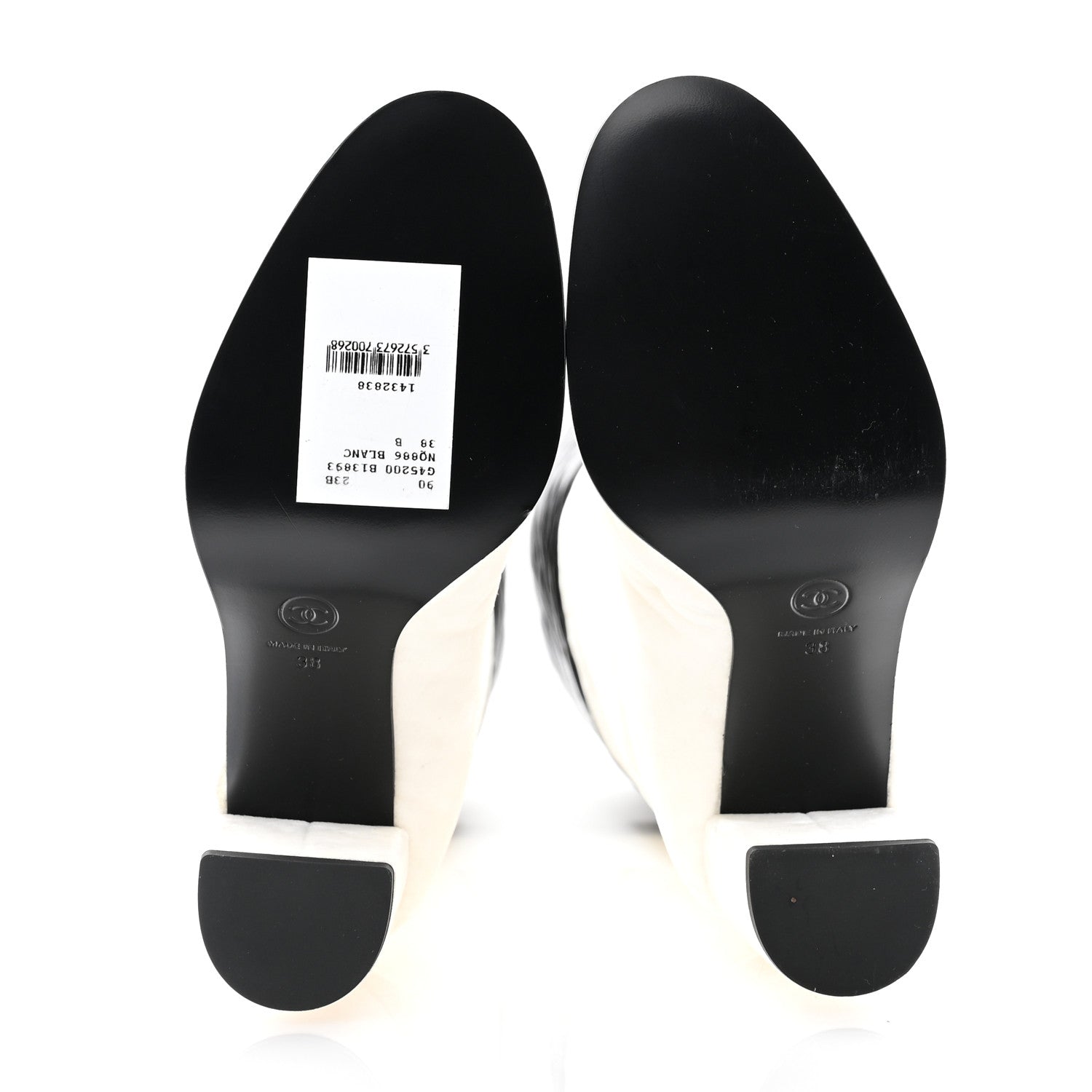 Chanel Velvet Lambskin Patent Cap Toe Quilted High Boots 38 White Black 5 of 10