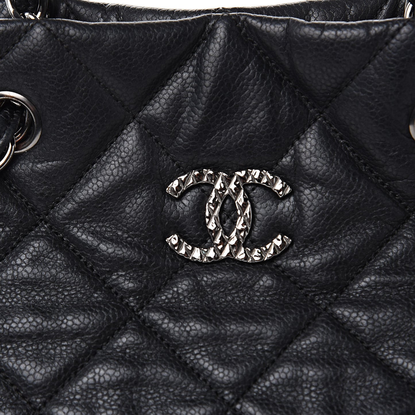 Soft Caviar Quilted Large Cells Tote Black
