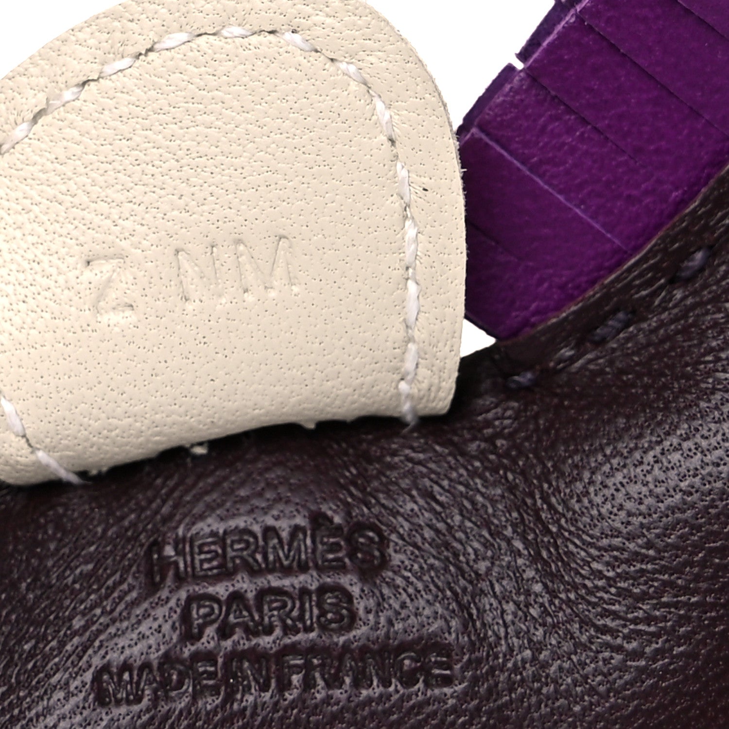 Hermes Milo Lambskin Grigri Rodeo Horse Bag Charm PM Rouge Sellier Craie Violet 3 of 5