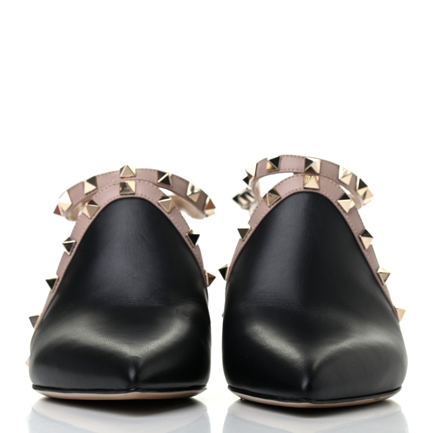 Nappa Rockstud Heel Mules 39 Black Poudre