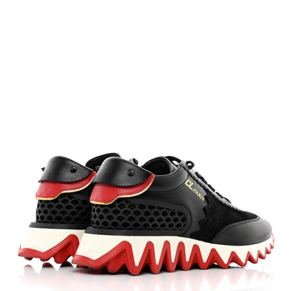 Christian Louboutin Calfskin Suede Patent Womens Loubishark Sneakers 37 Black Loubi Red 4 of 21