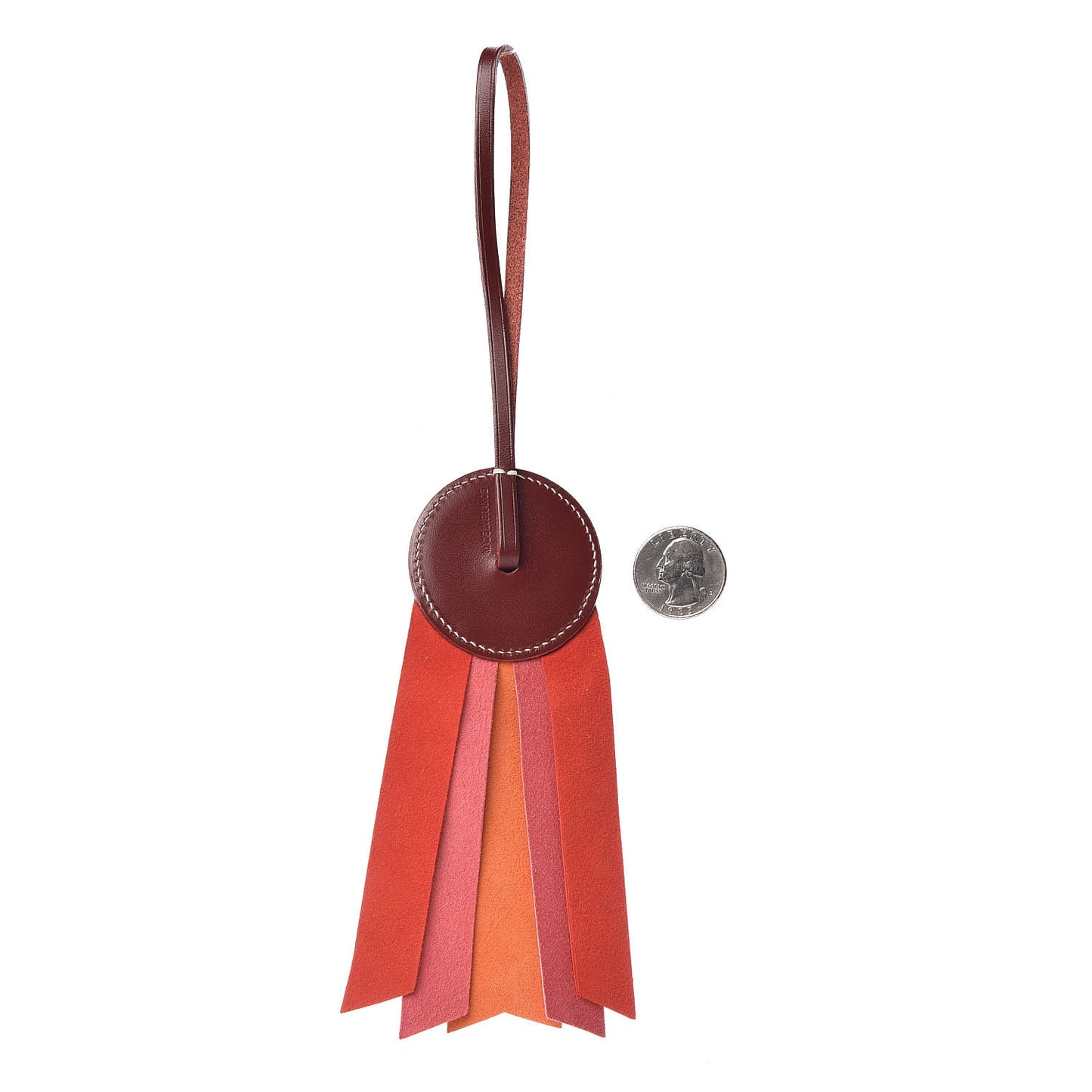 Vache Hunter Milo Lambskin Paddock Flot Bag Charm Orange Poppy Rose Azalee Red