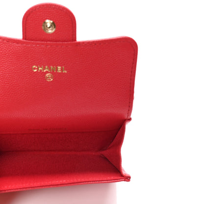 Chanel Caviar Quilted Flap Card Holder Wallet Red 4 of 4