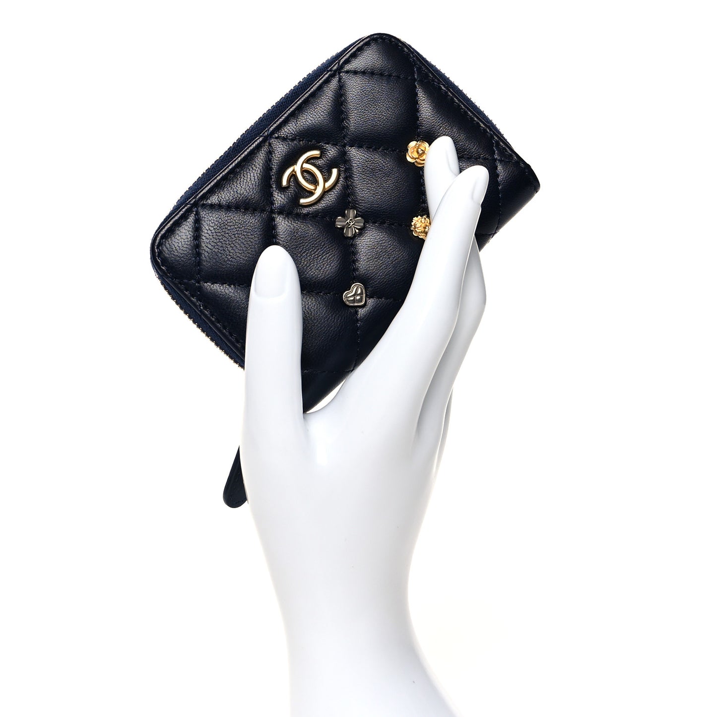 Lambskin Lucky Charms Zip Coin Purse Navy