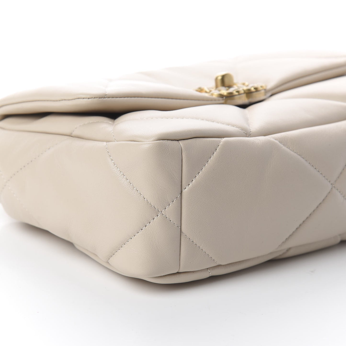 Goatskin Quilted Medium 19 Flap Beige