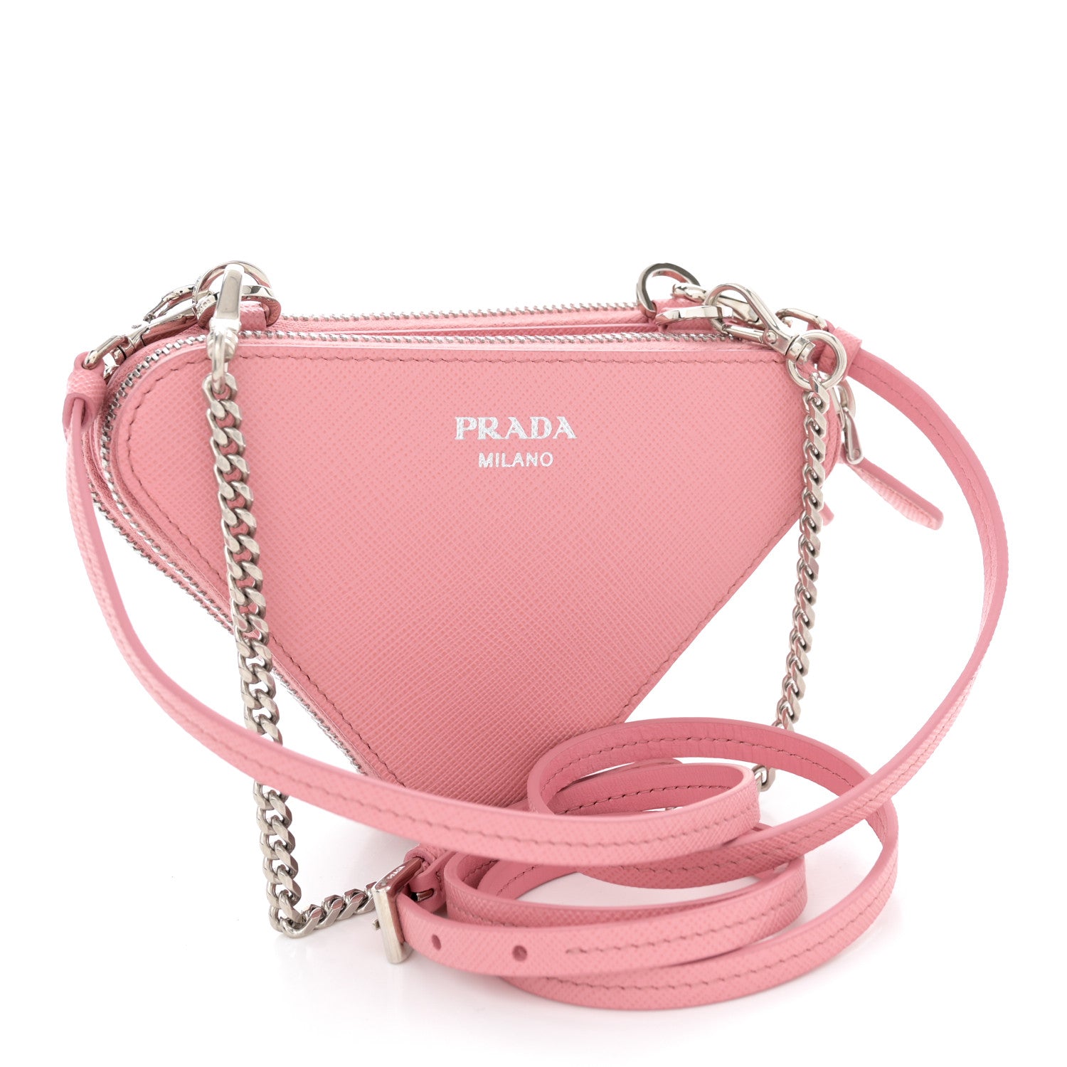 Prada Saffiano Mini Triangle Crossbody Pouch Petalo 3 of 10