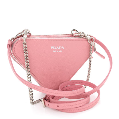 Prada Saffiano Mini Triangle Crossbody Pouch Petalo 3 of 10