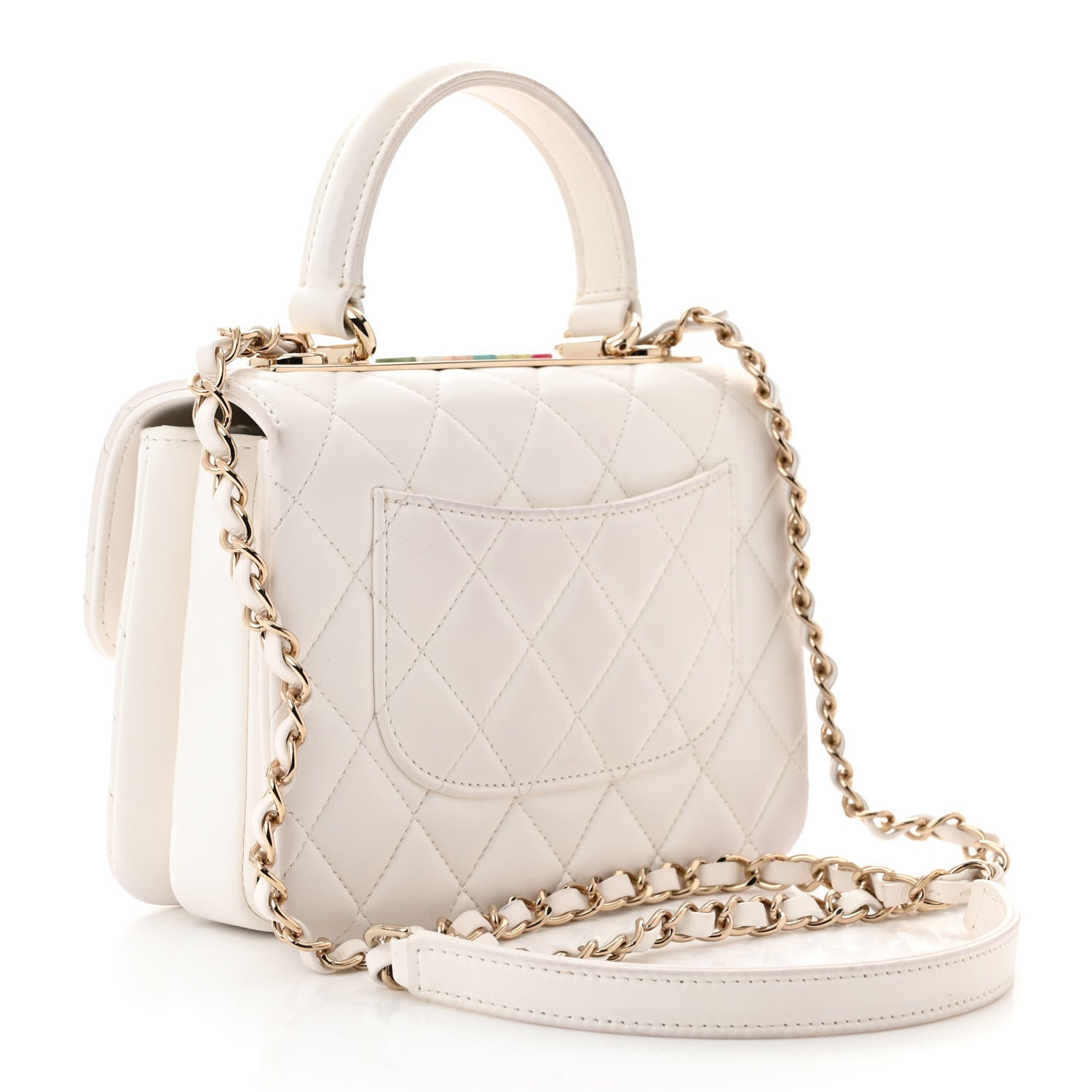Chanel Lambskin Lacquered Quilted Mini Trendy CC Dual Handle Flap Bag White 3 of 15