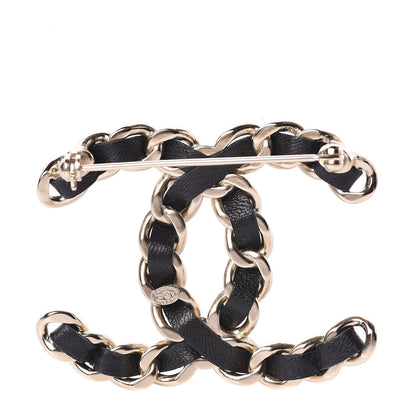 Chanel Lambskin Chain CC Brooch Black Gold 3 of 5