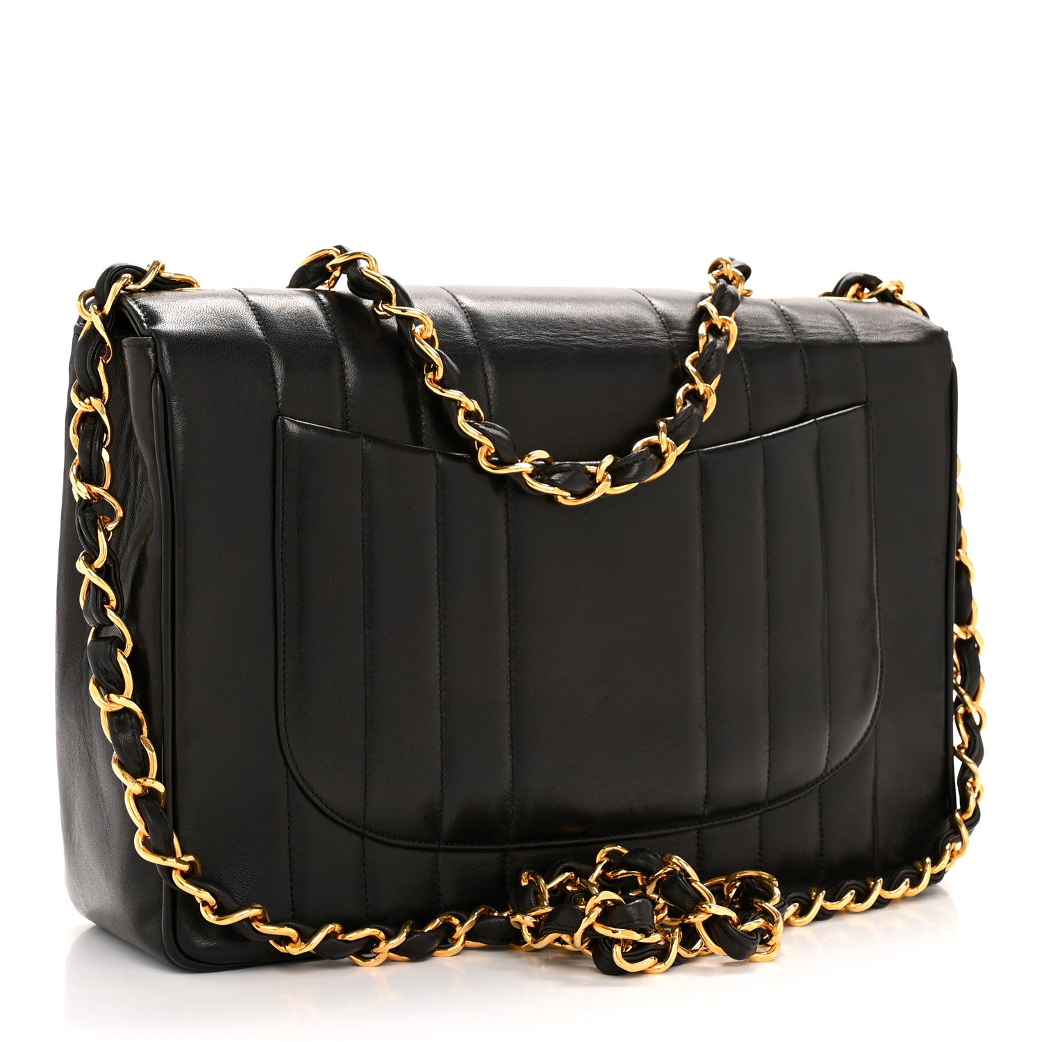 Chanel Lambskin Vertical Quilt Jumbo Single Flap Black 3 of 14