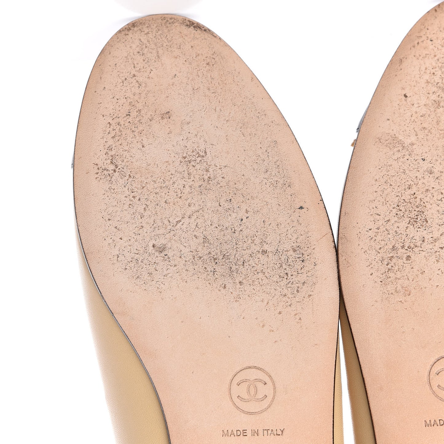 Lambskin Cap Toe CC Ballerina Flats 37 Beige Black
