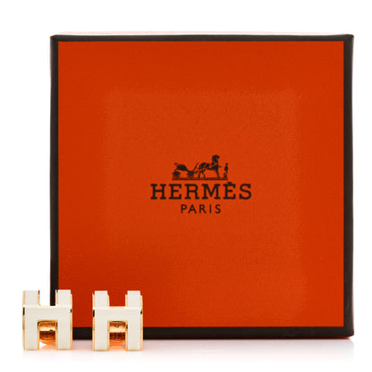 Hermes Gold Lacquered Mini Pop H Earrings White 6 of 6