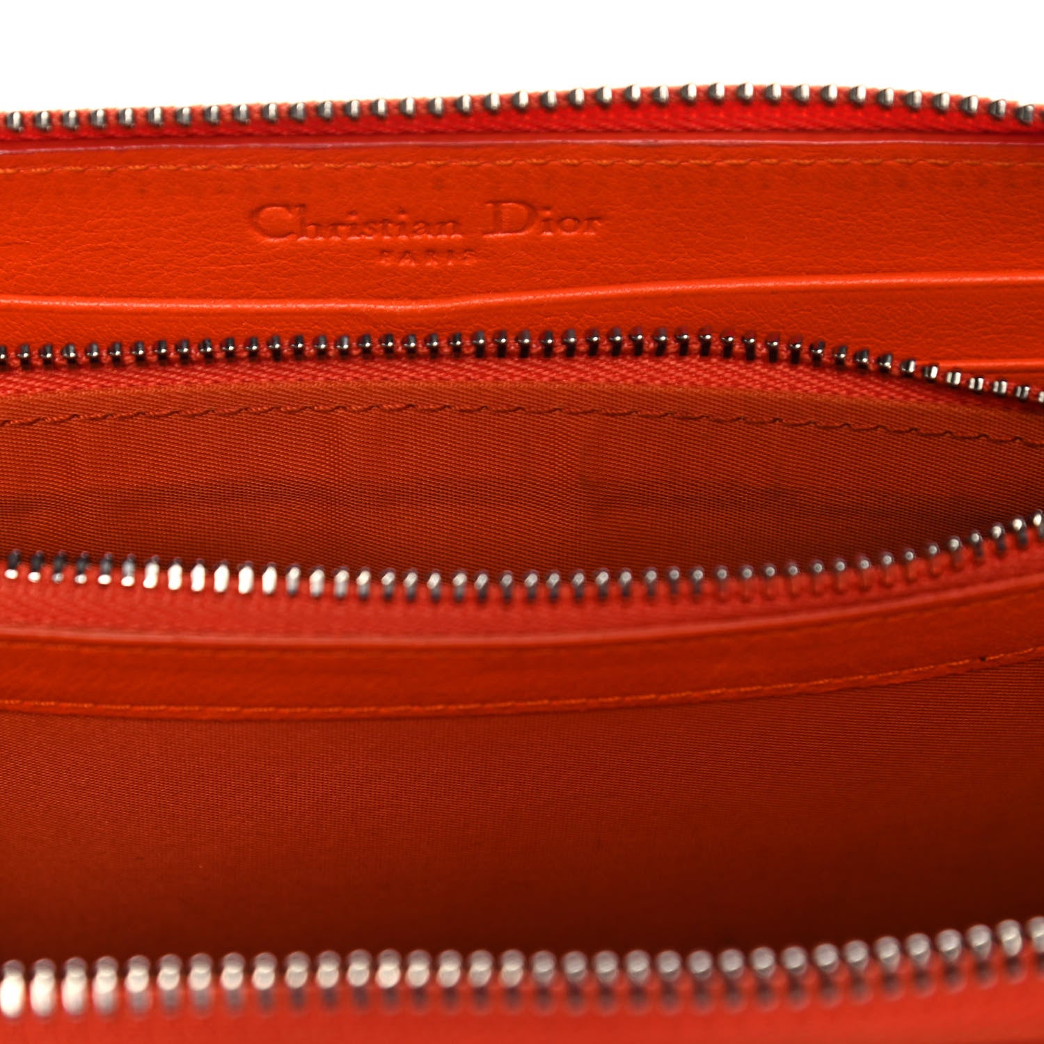 Christian Dior Patent Cannage Zip Around Wallet Orange 15 of 20
