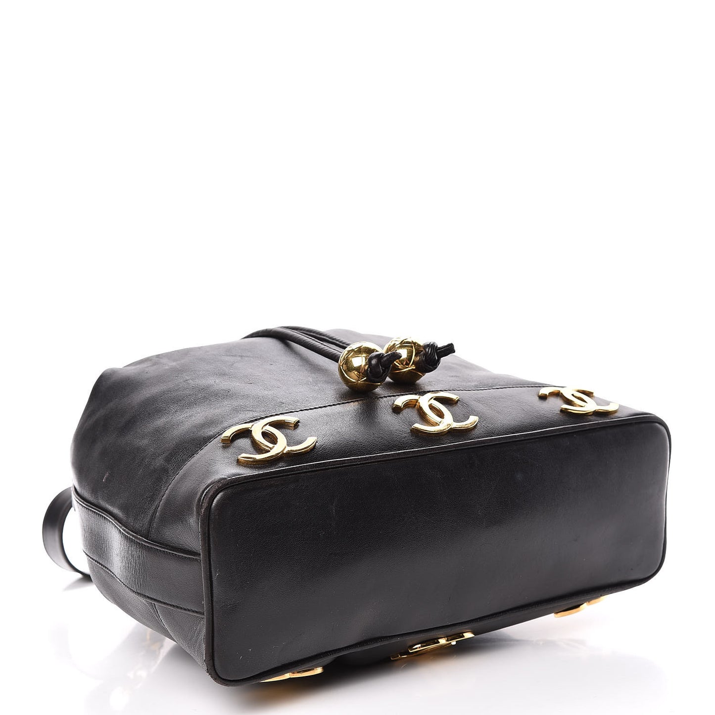 Lambskin CC Drawstring Shoulder Bag Black