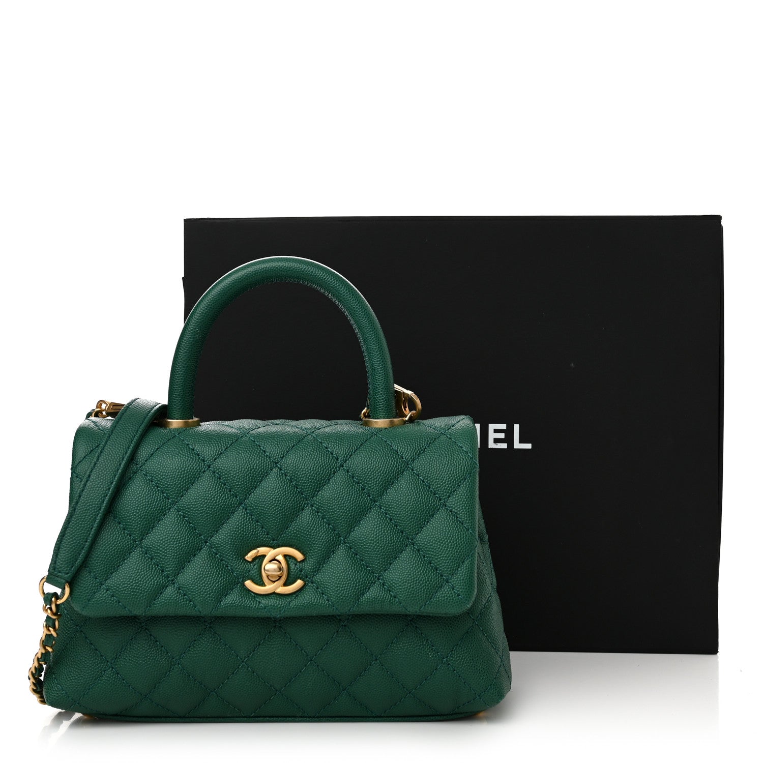 Chanel Caviar Quilted Mini Coco Handle Flap Green 11 of 11