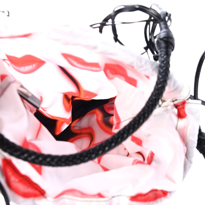 Prada Rete Tessuto Stampato Bocche Tote Black 4 of 4