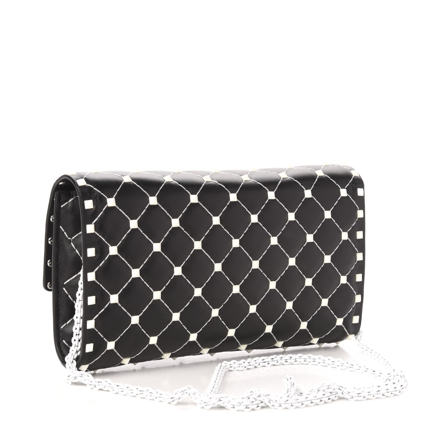 Valentino Garavani Lambskin Free Rockstud Spike Wallet On Chain Black 3 of 10