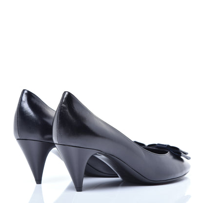 Saint Laurent Calfskin Bow Anais Pumps 41 Black Navy 4 of 10