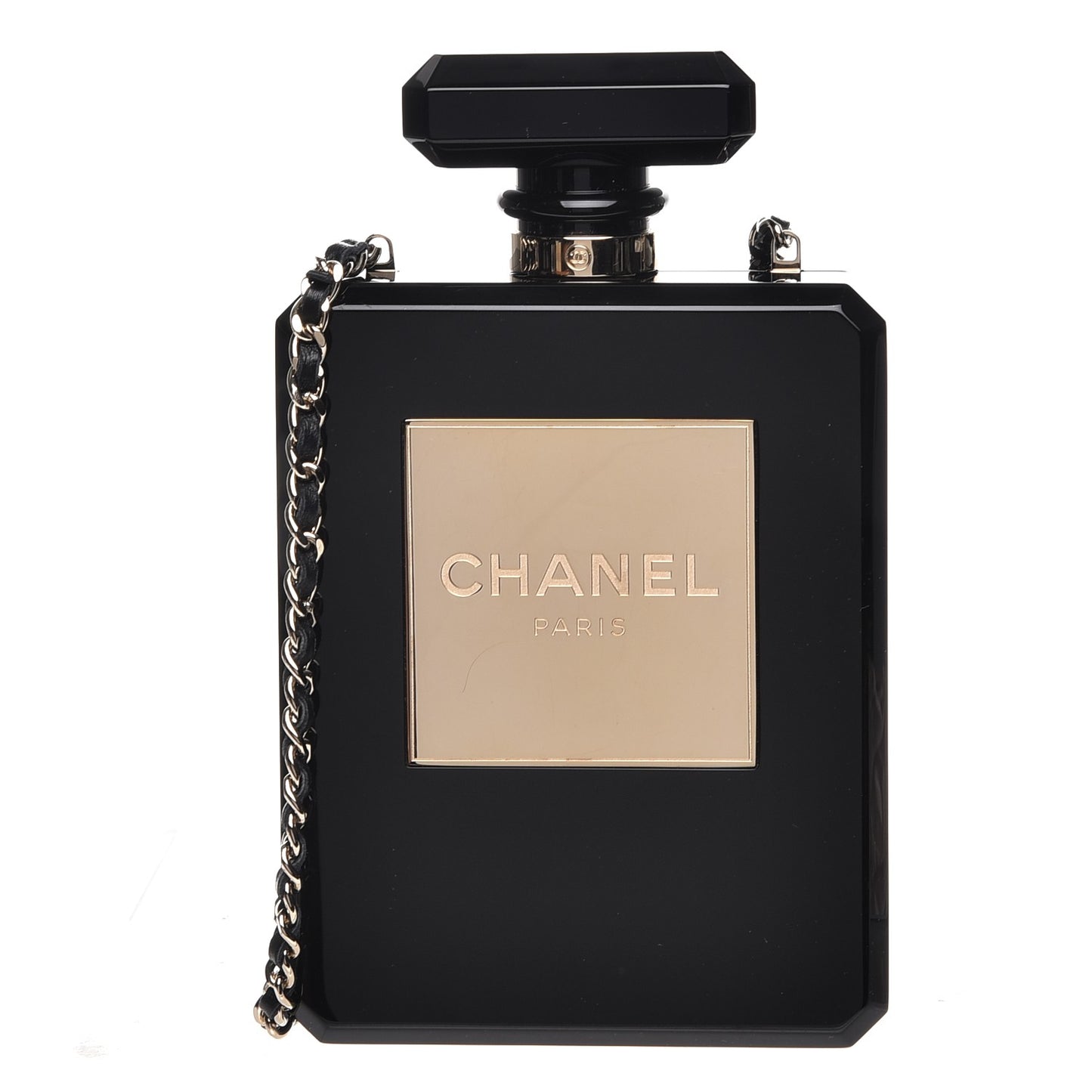 Plexiglass Perfume Bottle Clutch Black
