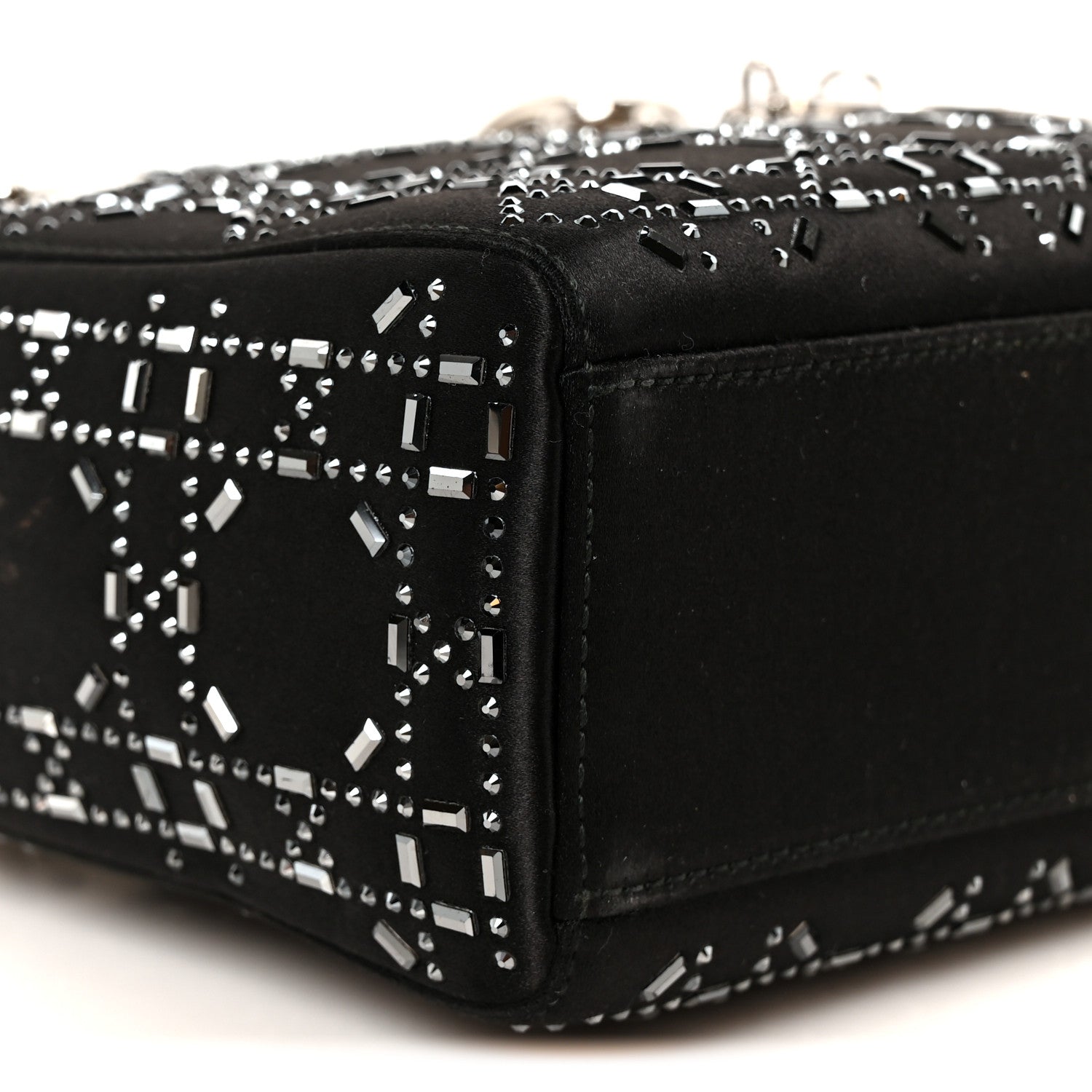 Christian Dior Satin Crystal Cannage Mini Lady Dior Black 8 of 9
