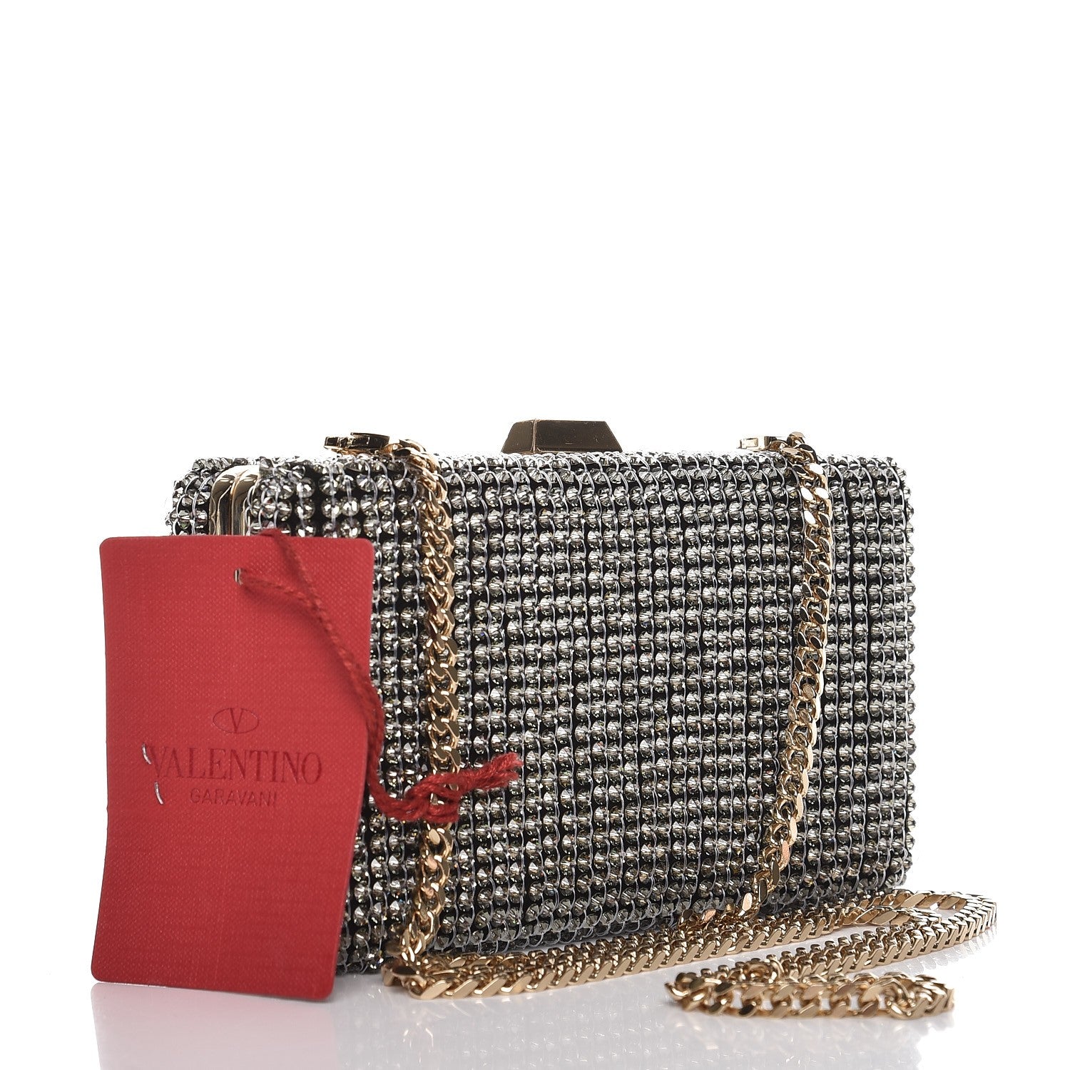 Valentino Garavani Nappa Crystal Embellished Secrets Minaudiere Clutch Black 3 of 7
