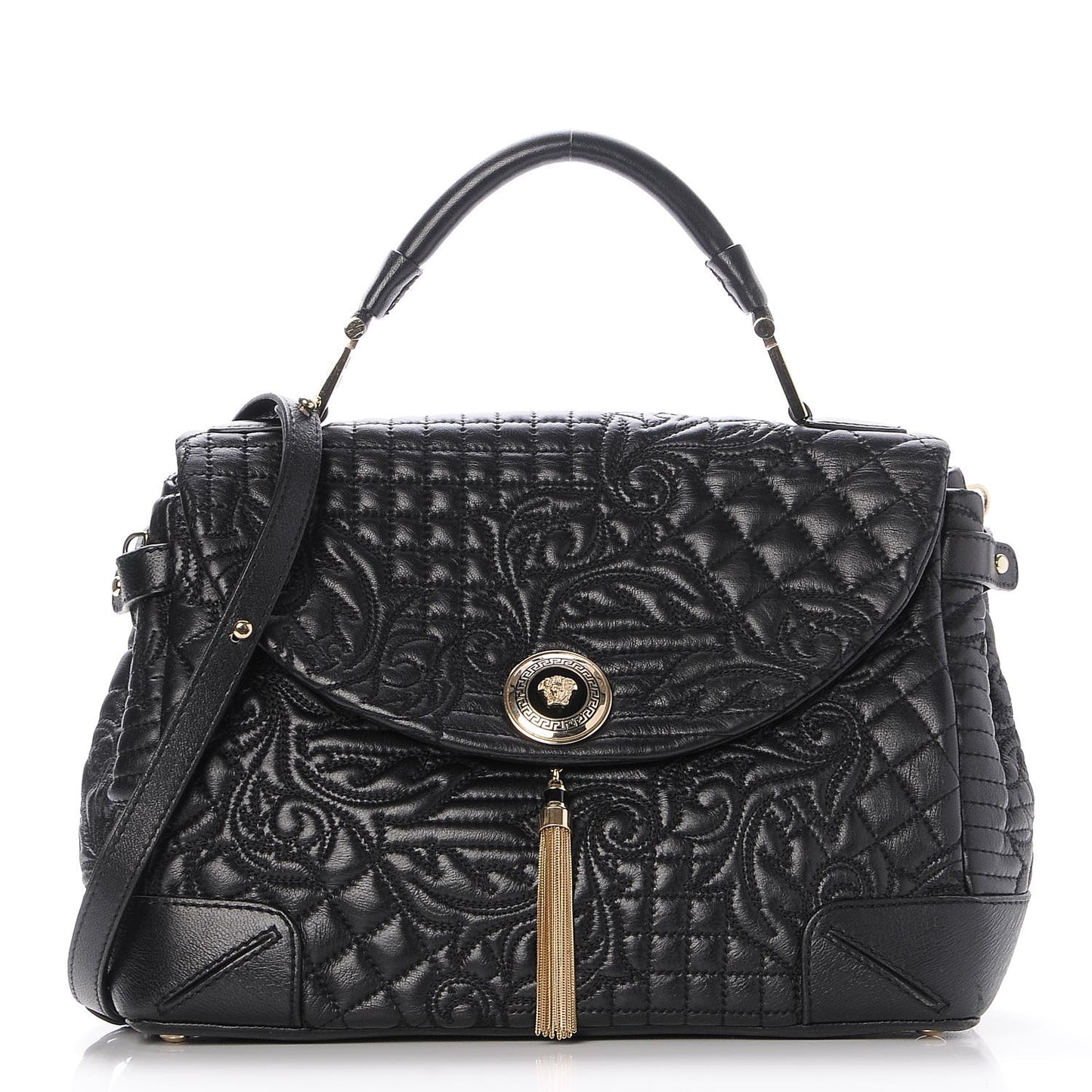 Barocco Quilted Nappa Altea Vanitas Satchel Black